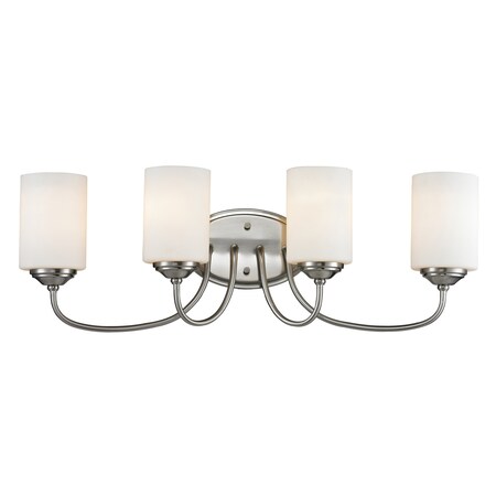 Z-Lite Cardinal 4 Light Vanity, Brushed Nickel & Matte Opal 434-4V-BN